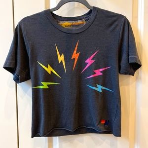 Aviator Nation Rainbow Bolts Boyfriend T